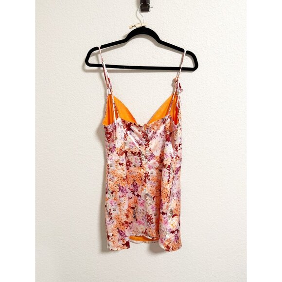 Showpo Sipping On Margaritas Mini Dress In Atomic Tangerine Floral Satin Size 8 - Picture 3 of 8